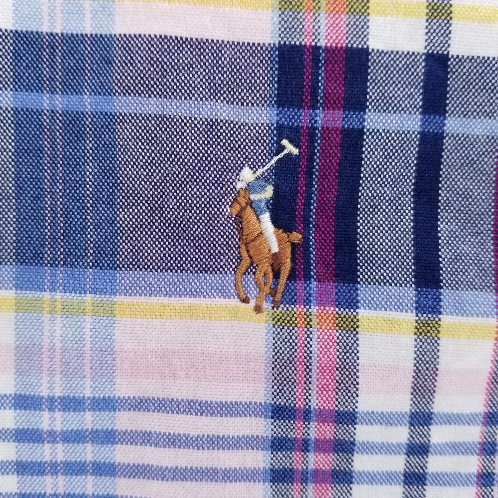 Polo Ralph Lauren Shirt Mens 2XLT Blue Plaid Button Down Oxford Dress Casual